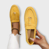 Mocasines Femeninos Beiges con Cordón Decorativo