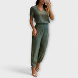 Irmelinda - Conjunto elegante de blusa y pantalones