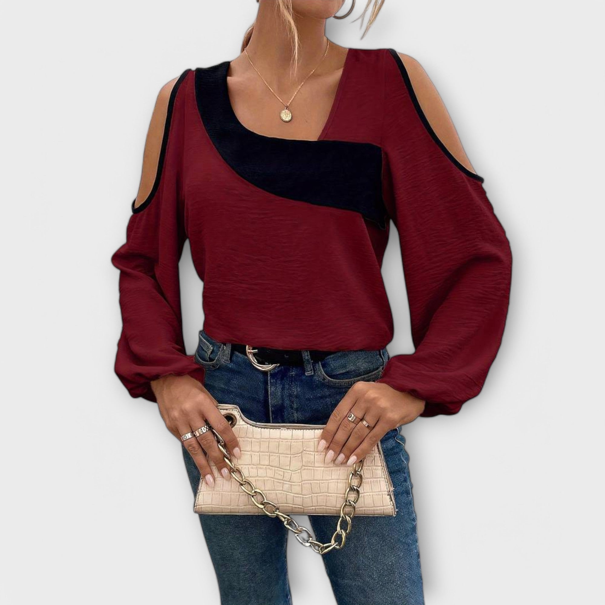 Escarlata - Blusa con escote cuadrado