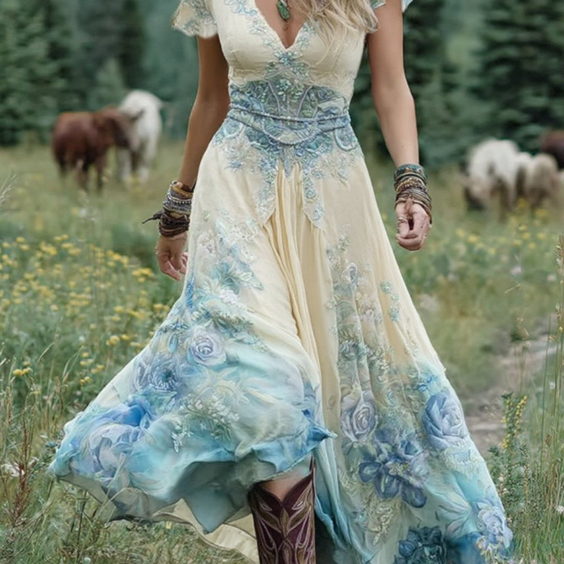 Serena - Vestido Maxi Corto Floral