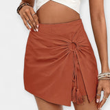 Pantalones Cortos de Cintura Alta con Falda