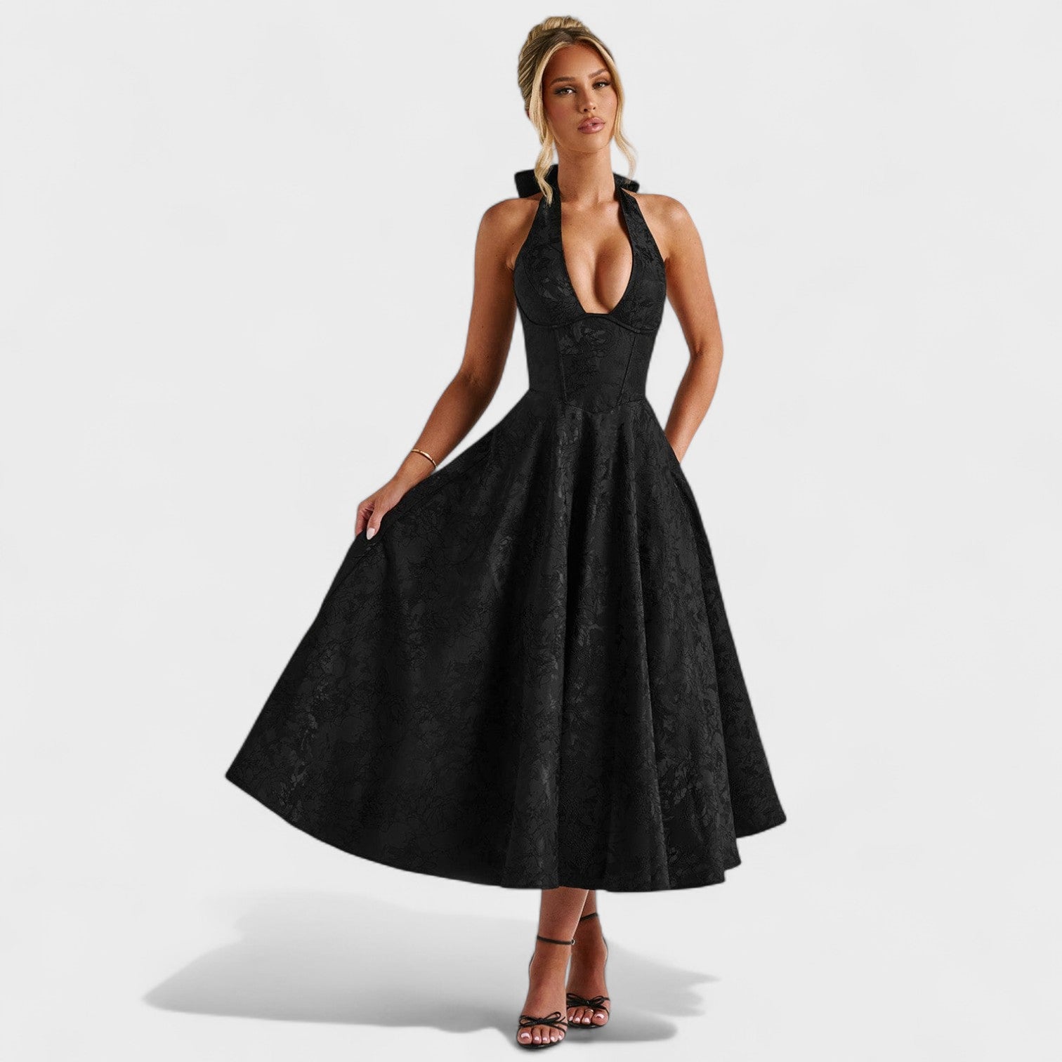 Efi - Vestido midi texturizado
