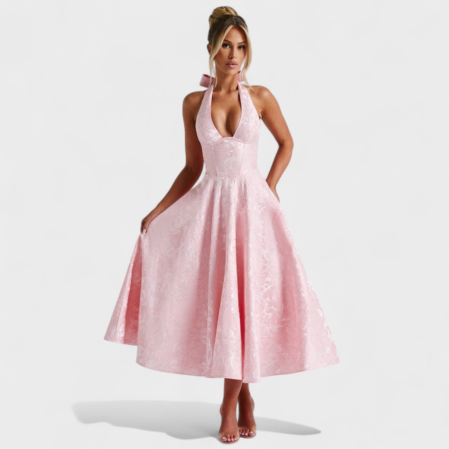 Efi - Vestido midi texturizado