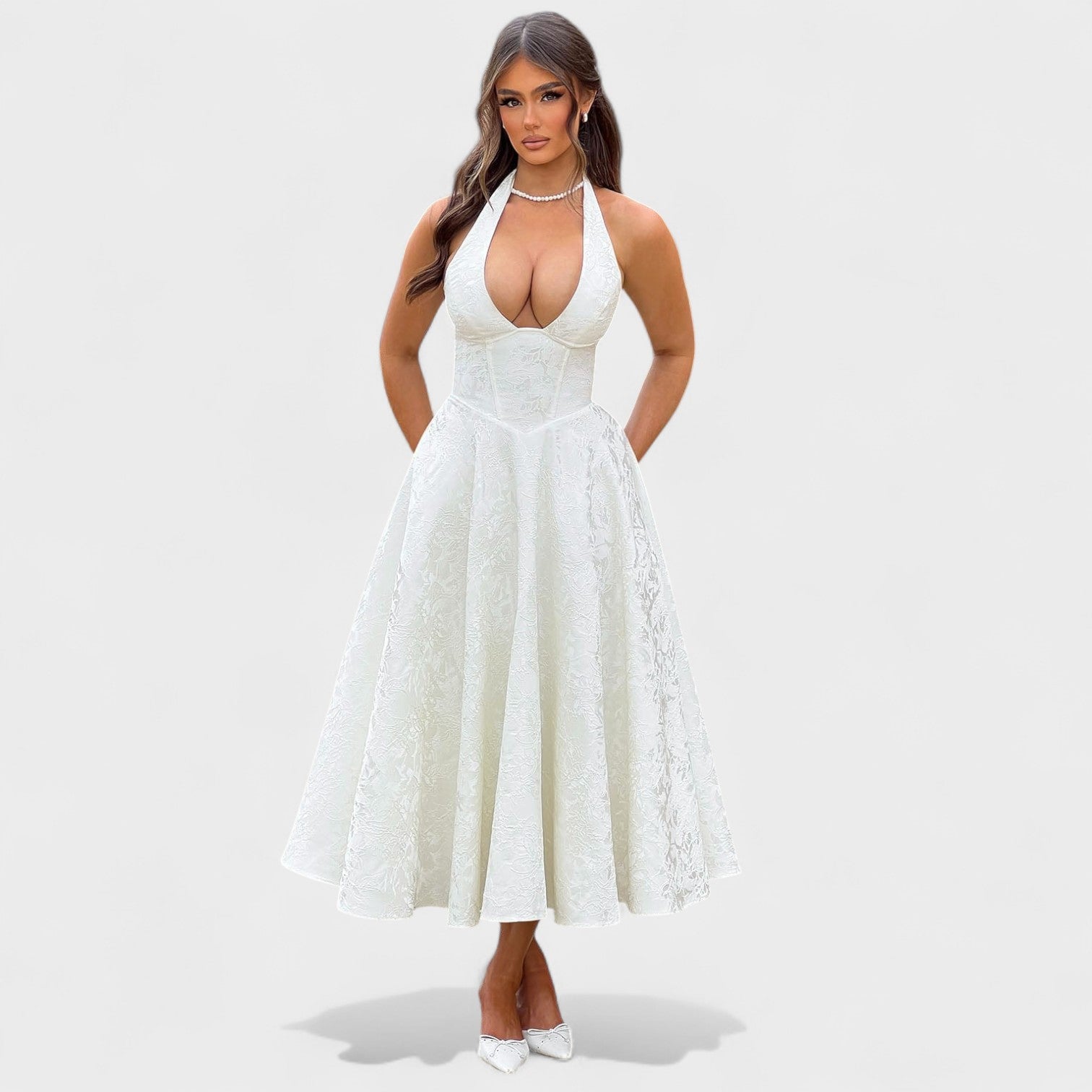 Efi - Vestido midi texturizado