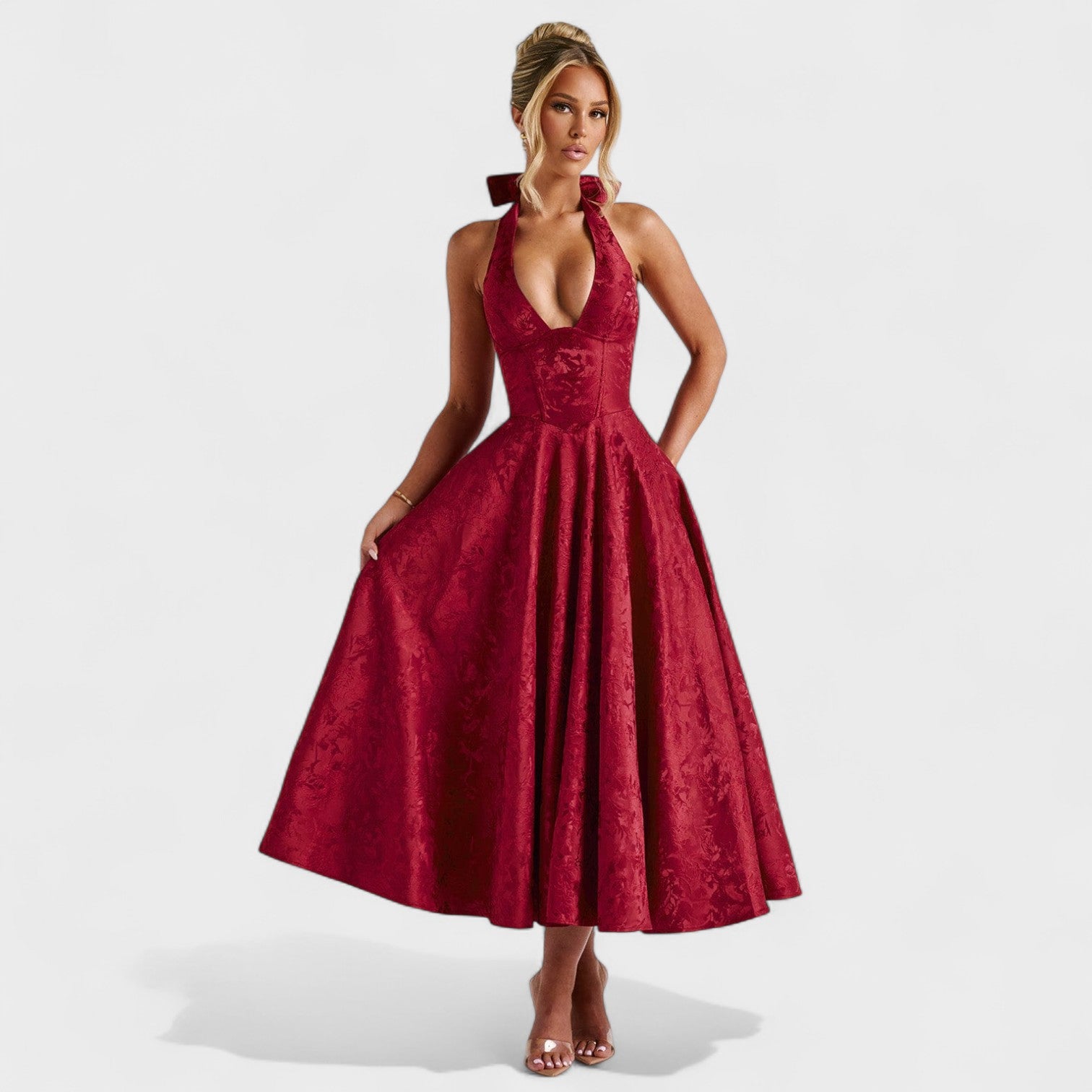 Efi - Vestido midi texturizado