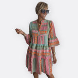 Madalena - Vestido Boho de Capas con Corte Fluido