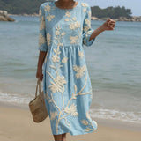 Cátia - Vestido Midi con Estampado de Plantas y Flores