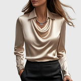 Inês - Blusa de Satén Lujo con Escote Suave