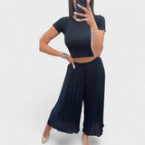 Maia - Pantalones Plisados Negros