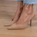 Marlena - Zapatos de tacón tipo slingback en nude con un tacón fino